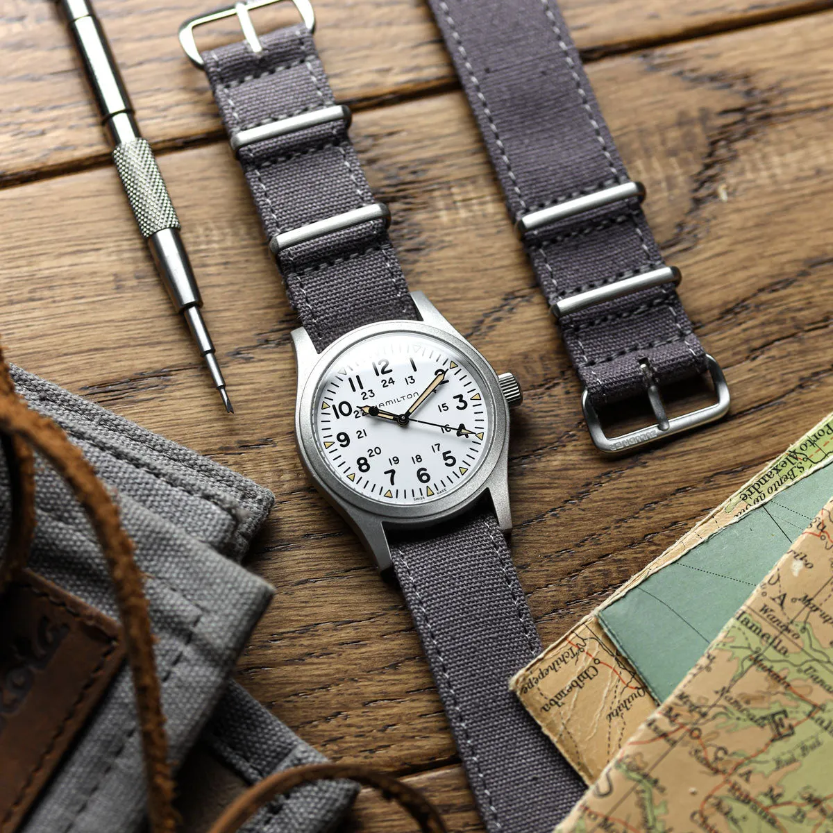 1973 British Military Watch Strap: WARRIOR CANVAS - Grey