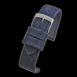 2 Piece Retro Pattern 22mm Canvas Military Watch Strap in Blue - The Ideal Durable Fabric Strap for Military Watches