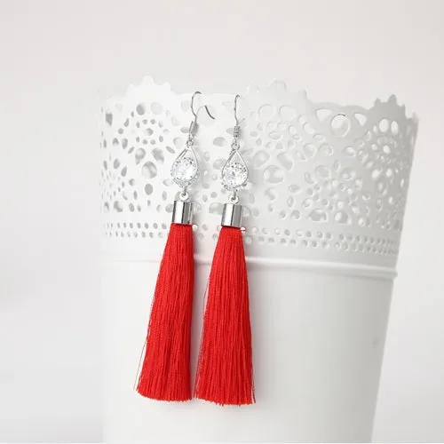 2016 Fashion Vintage Water Drop Rhinestone Lady's Long Tassel Earrings For Women Brincos Pendientes For Party  ED153