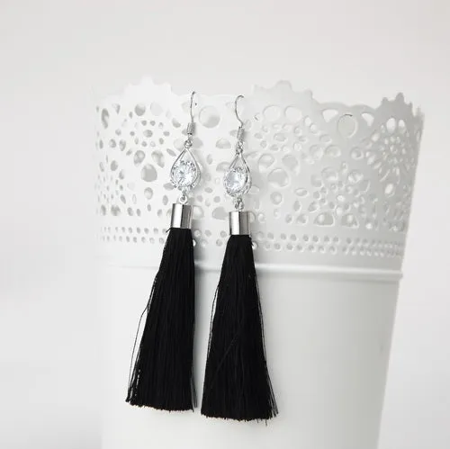 2016 Fashion Vintage Water Drop Rhinestone Lady's Long Tassel Earrings For Women Brincos Pendientes For Party  ED153