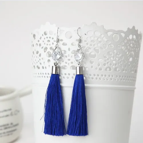 2016 Fashion Vintage Water Drop Rhinestone Lady's Long Tassel Earrings For Women Brincos Pendientes For Party  ED153