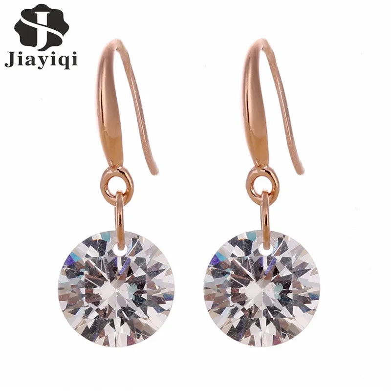 2017 Fashion Gold color White Crystals Zircon CZ Drop Dangle Earrings for Women Fashion Luxury Long Dangle Earrings Jewelry