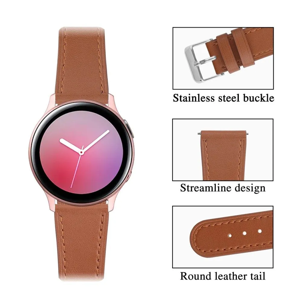 20mm Universal cowhide genuine leather watch strap - Brown