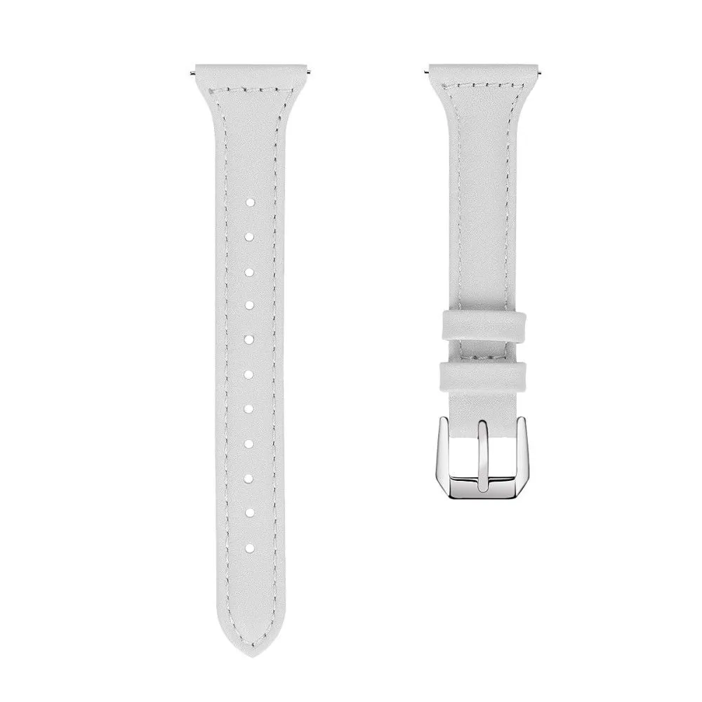 22mm Universal simple genuine leather watch strap with - White