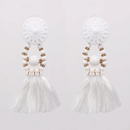 9 colors 2017 rope tassel good quality Jewelry big resin Elegant long tassel beads Earrings for Women Fringing earrings jewelry