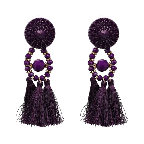 9 colors 2017 rope tassel good quality Jewelry big resin Elegant long tassel beads Earrings for Women Fringing earrings jewelry