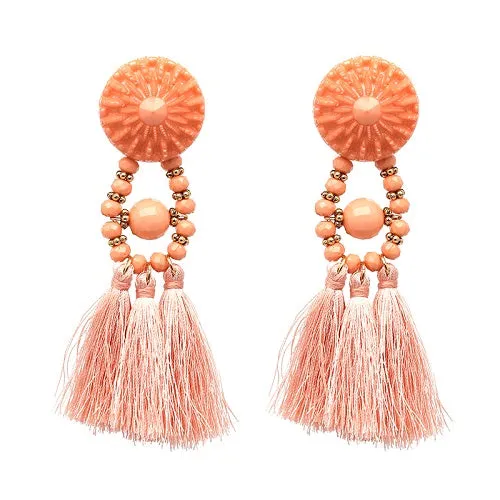 9 colors 2017 rope tassel good quality Jewelry big resin Elegant long tassel beads Earrings for Women Fringing earrings jewelry