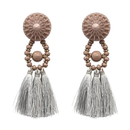 9 colors 2017 rope tassel good quality Jewelry big resin Elegant long tassel beads Earrings for Women Fringing earrings jewelry