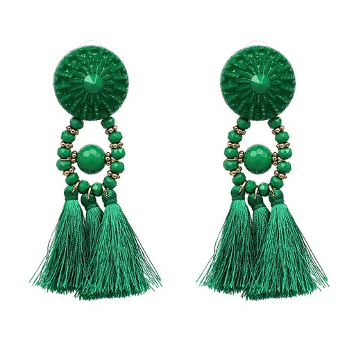 9 colors 2017 rope tassel good quality Jewelry big resin Elegant long tassel beads Earrings for Women Fringing earrings jewelry