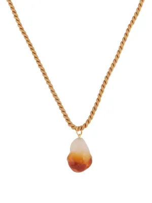 Amber pearl XL glass baroque silk cord necklace