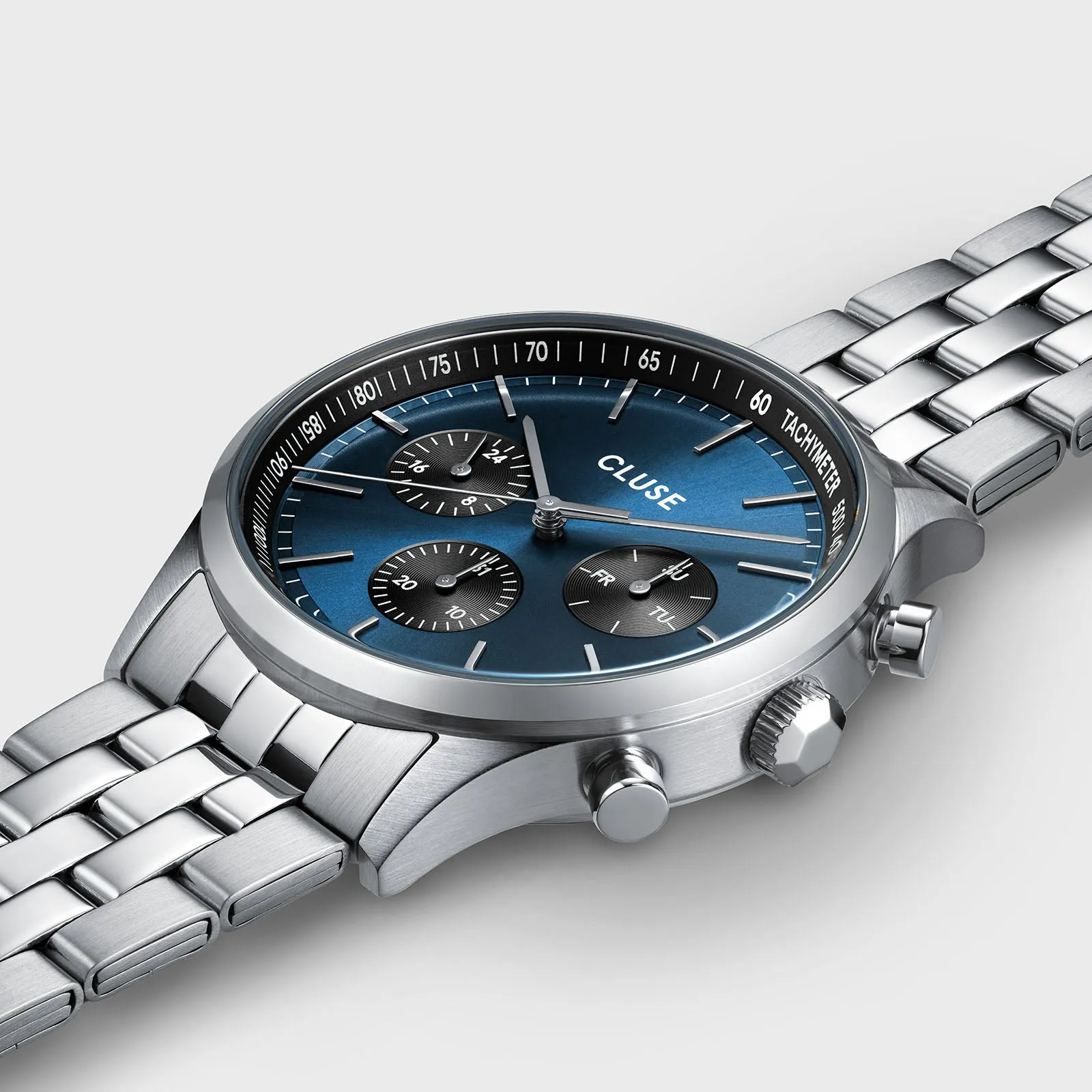 Anthéor Multifunction Watch Steel Blue and Black, Silver Colour