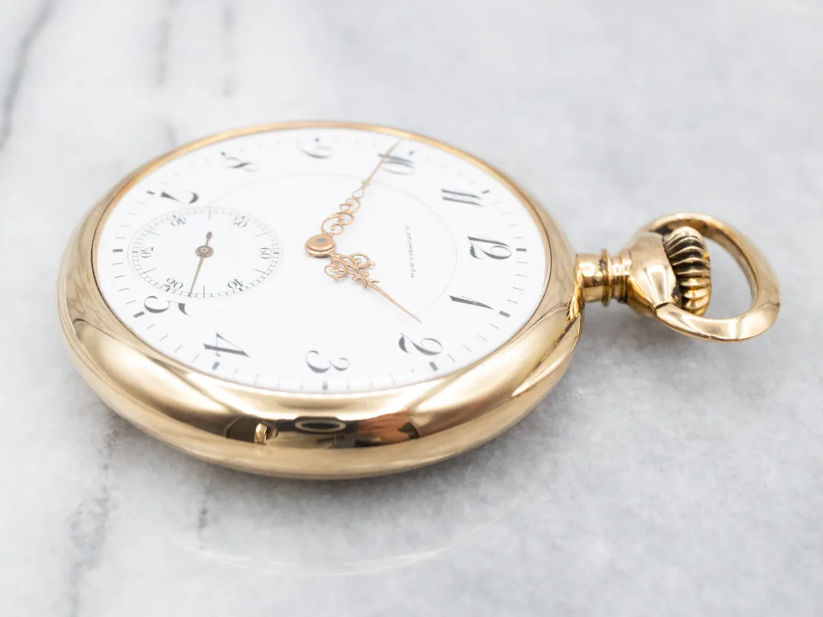 Antique Gold Open Face Pocket Watch with "CES" Monogram