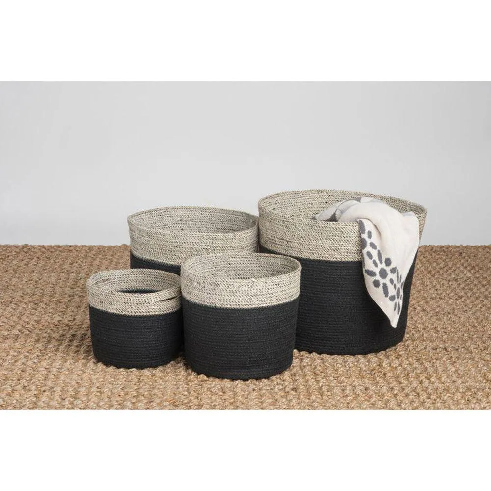 Bedford Large Round Jute Storage Basket Charcoal