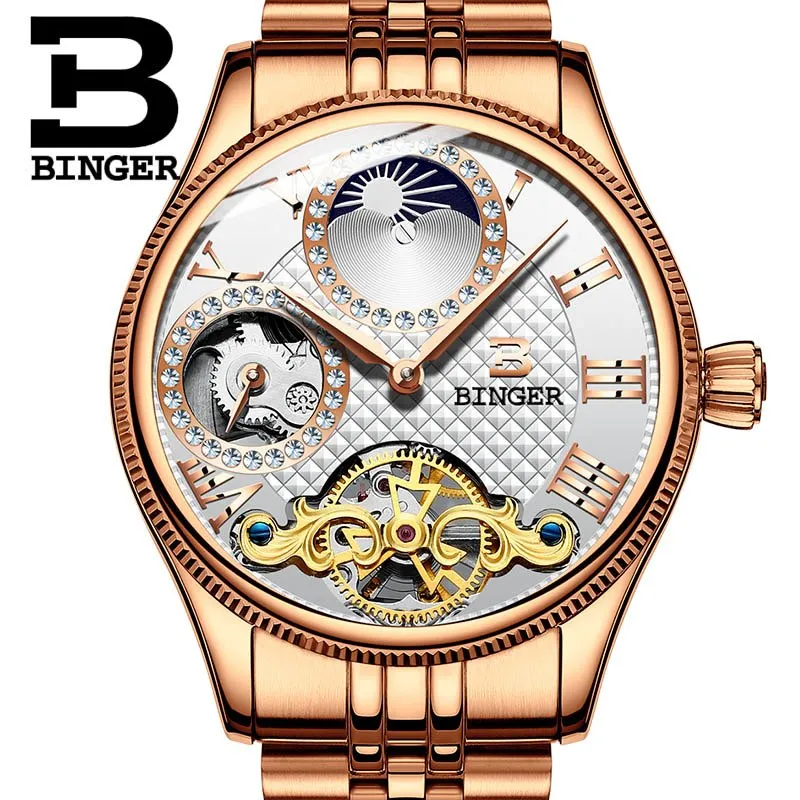 Binger Swiss Unique Mechanical Watch Men B 1175