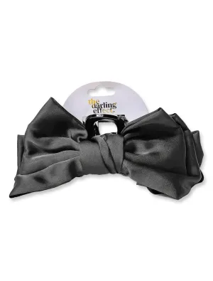 Black Satin Bow Large Hair Clip