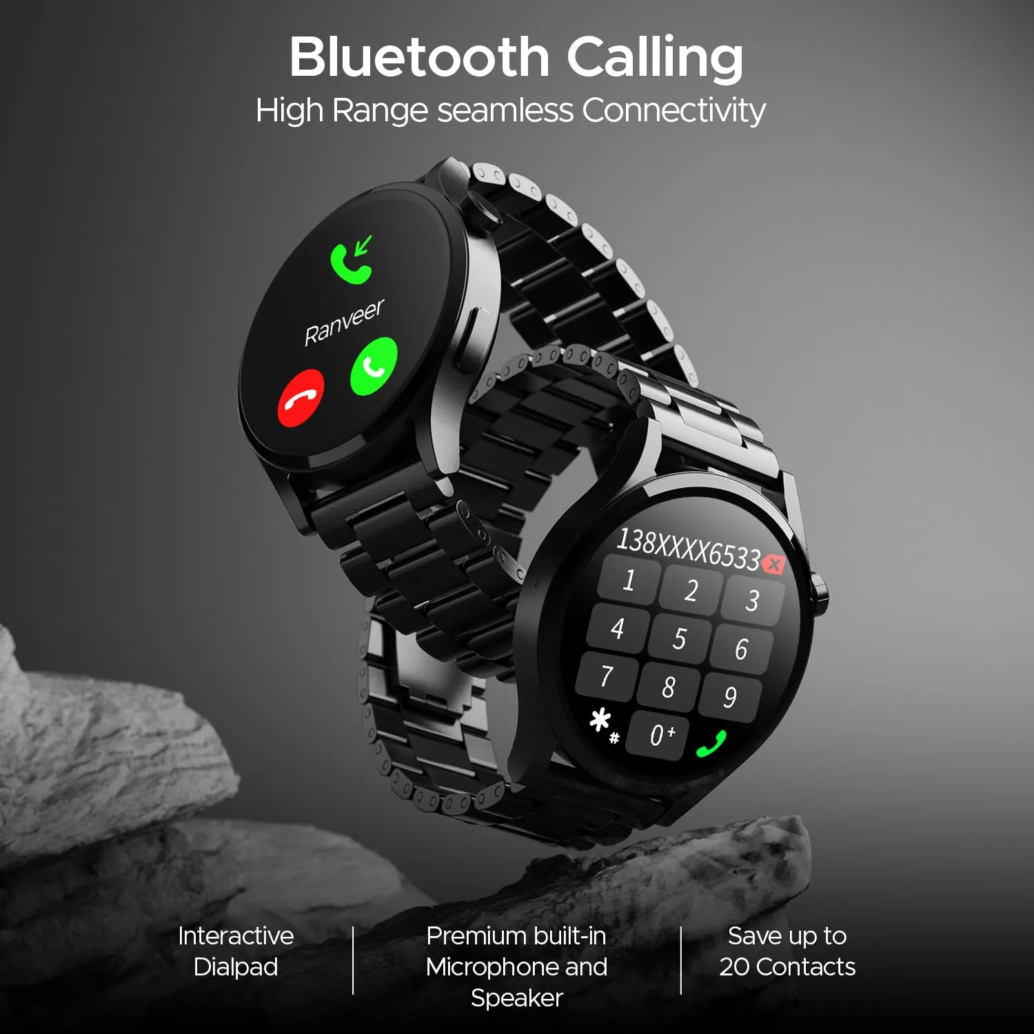 boAt Newly Launched Lunar Embrace With 1.51” AMOLED Display, BT Calling, Functional Crown, Metal-Built, 100  Sports Mode, Animated Watch Faces, Built-in Games, Smart Watch for Men & Women(Steel Black)