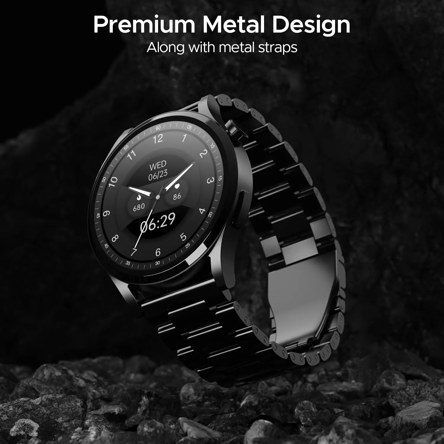 boAt Newly Launched Lunar Embrace With 1.51” AMOLED Display, BT Calling, Functional Crown, Metal-Built, 100  Sports Mode, Animated Watch Faces, Built-in Games, Smart Watch for Men & Women(Steel Black)