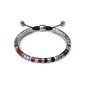 Bracelet / EV - Silver - Red & Blue