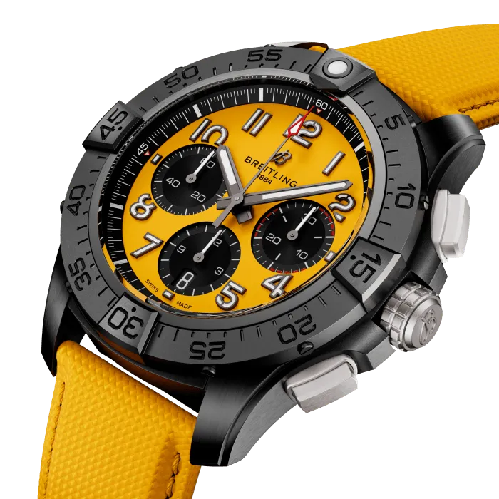 Breitling Avenger B01 Chronograph 44mm Night Mission Watch with Yellow Dial