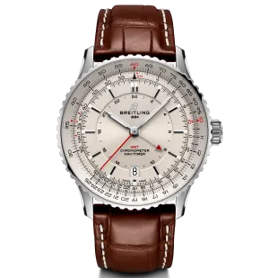 Breitling Navitimer Automatic GMT 41 Watch with Brown Leather Strap