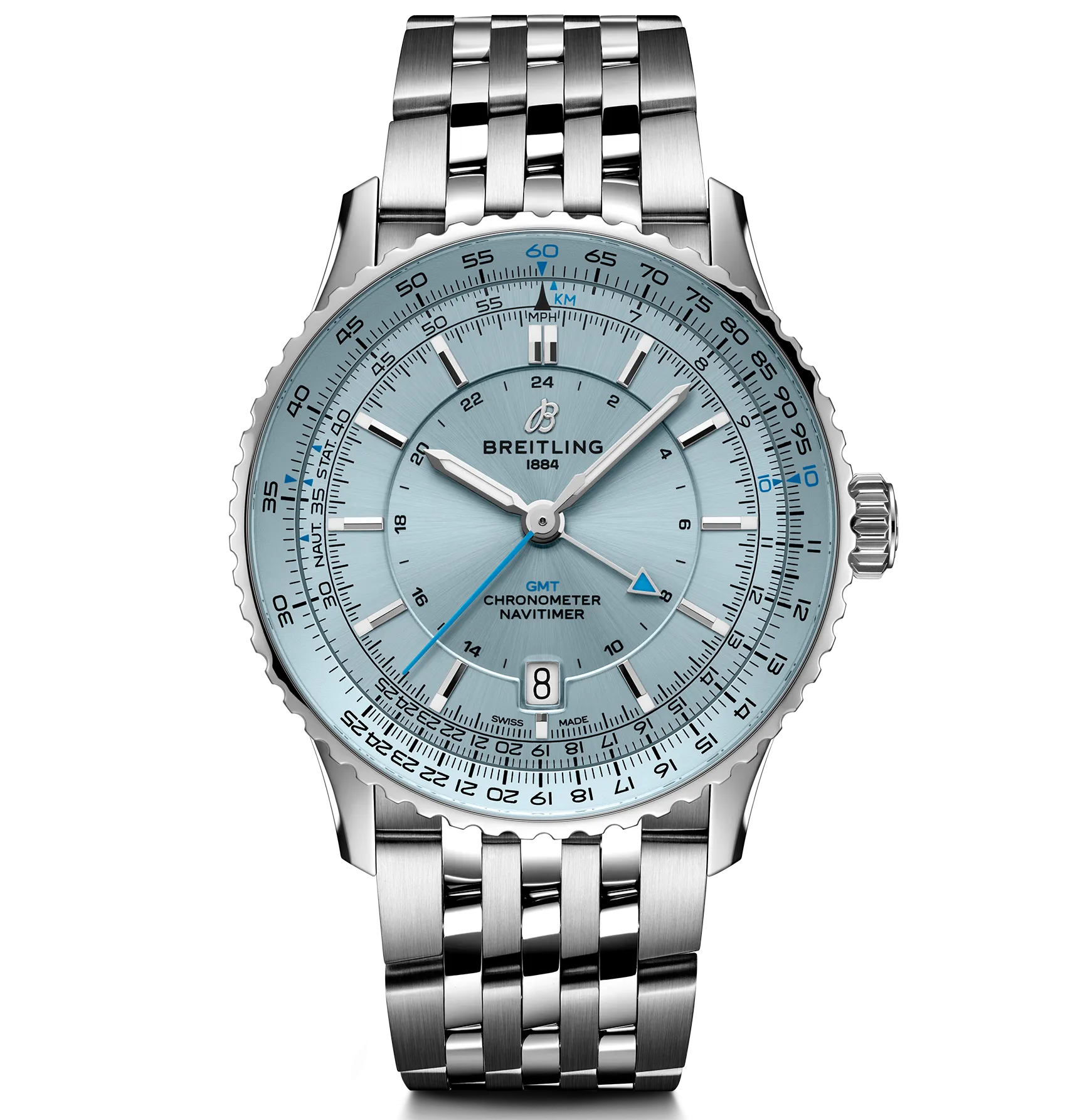 Breitling Navitimer Automatic GMT 41 Watch with Ice Blue Dial