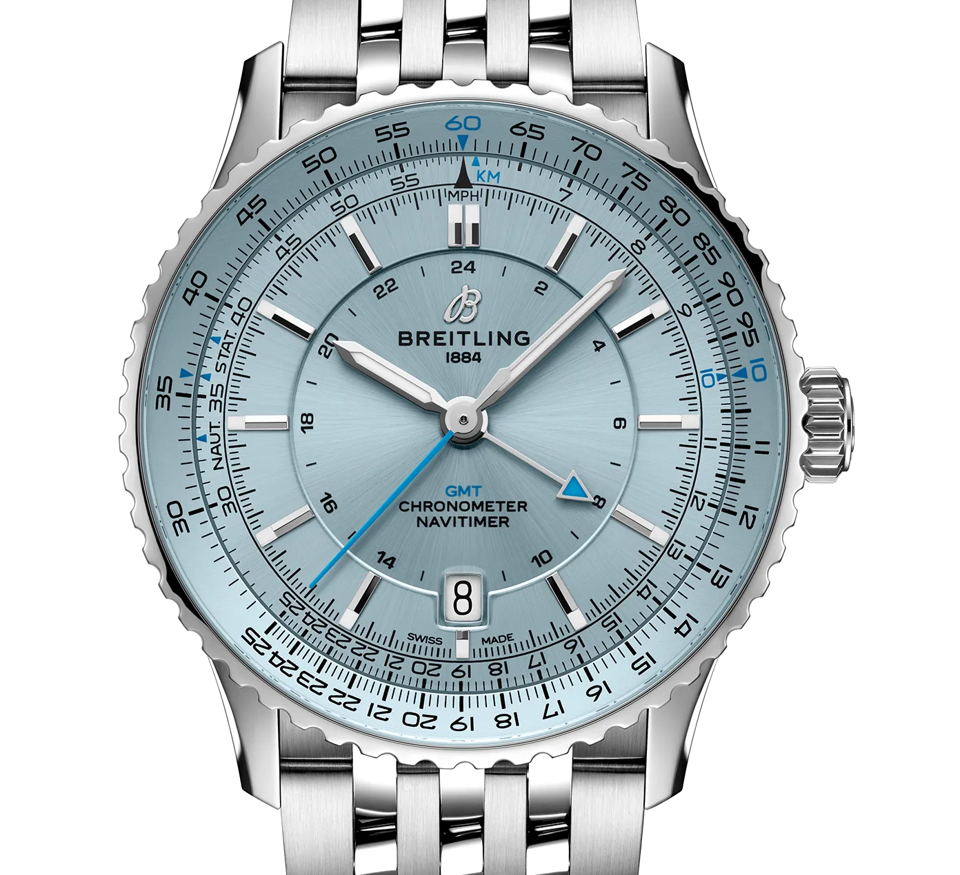 Breitling Navitimer Automatic GMT 41 Watch with Ice Blue Dial