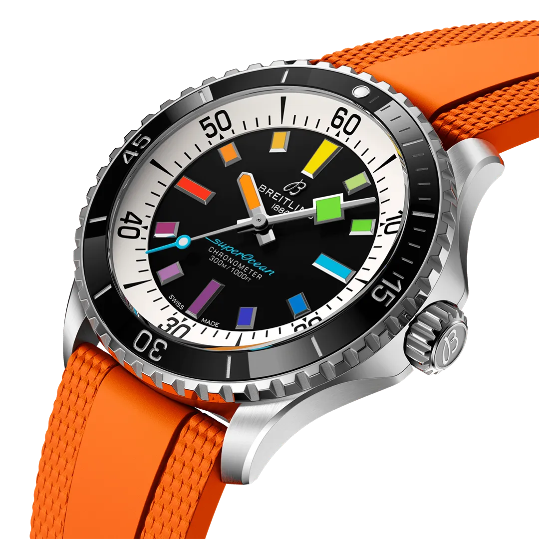 Breitling Superocean Automatic 42 Watch with Orange Rubber Strap