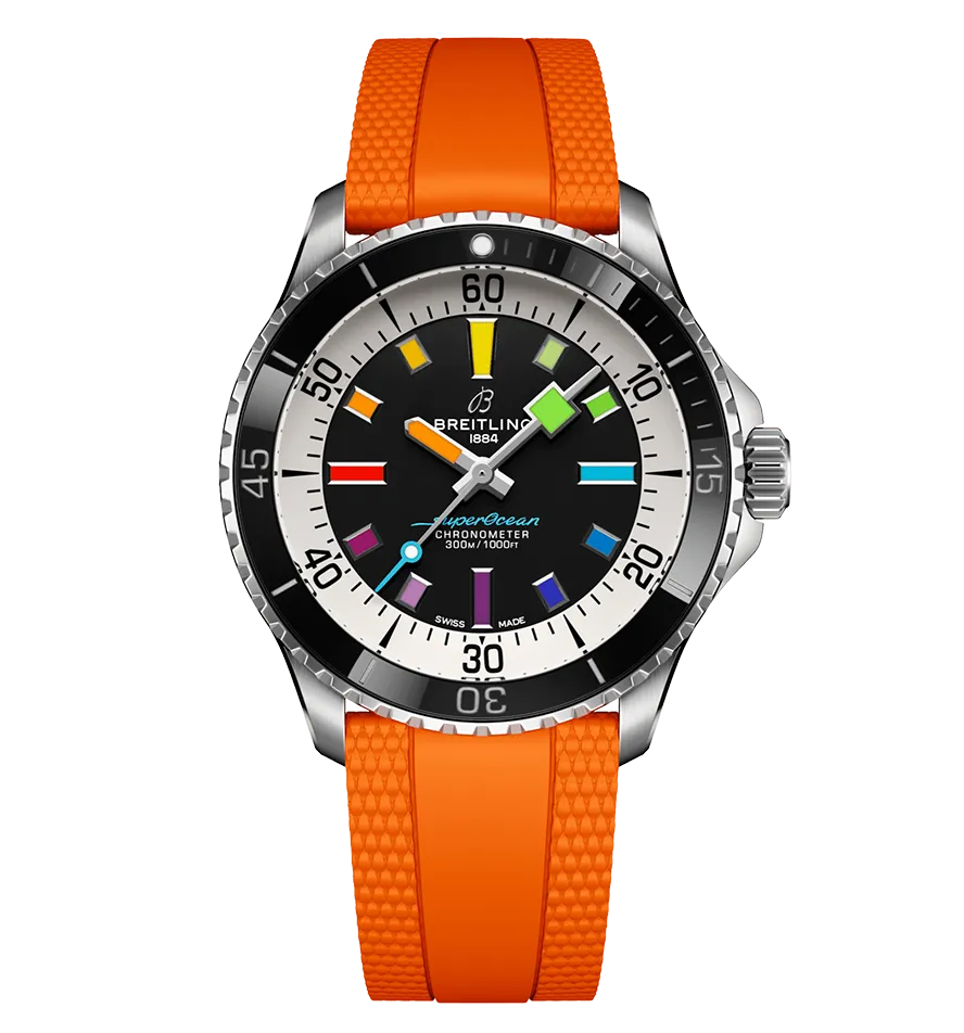 Breitling Superocean Automatic 42 Watch with Orange Rubber Strap