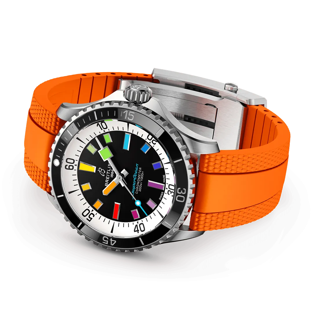 Breitling Superocean Automatic 42 Watch with Orange Rubber Strap