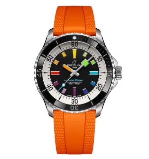 Breitling Superocean Automatic 42 Watch with Orange Rubber Strap