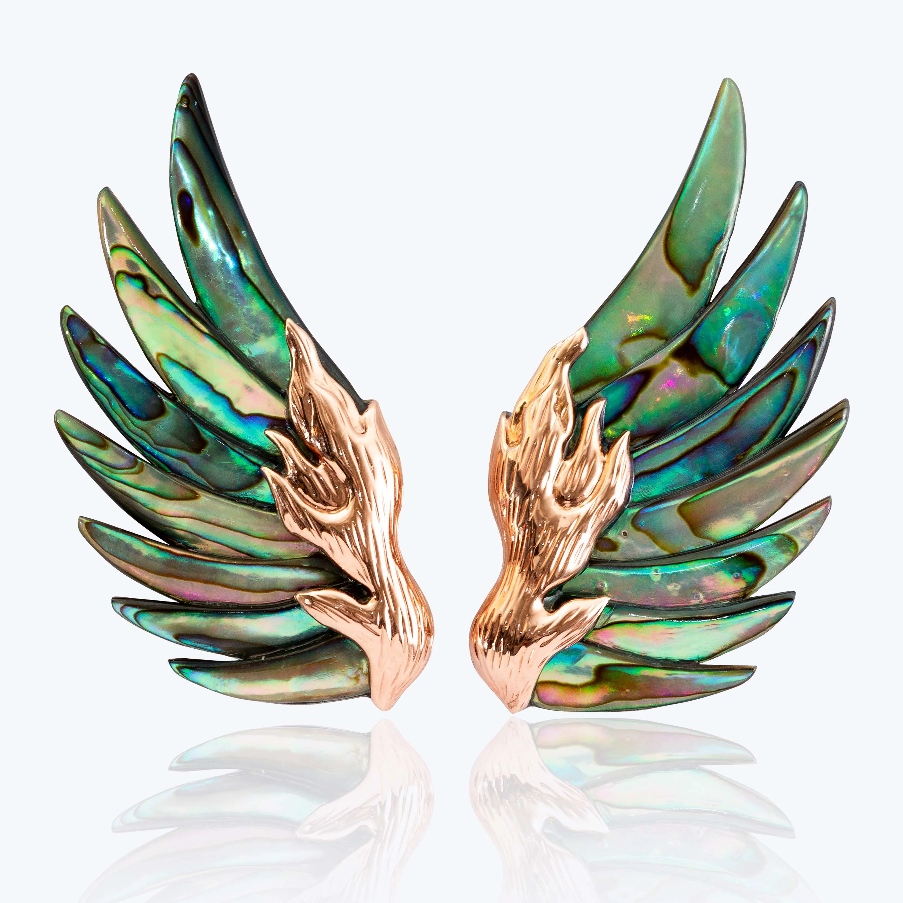 Carved Abalone  Shell Earrings with 9K Pink Gold