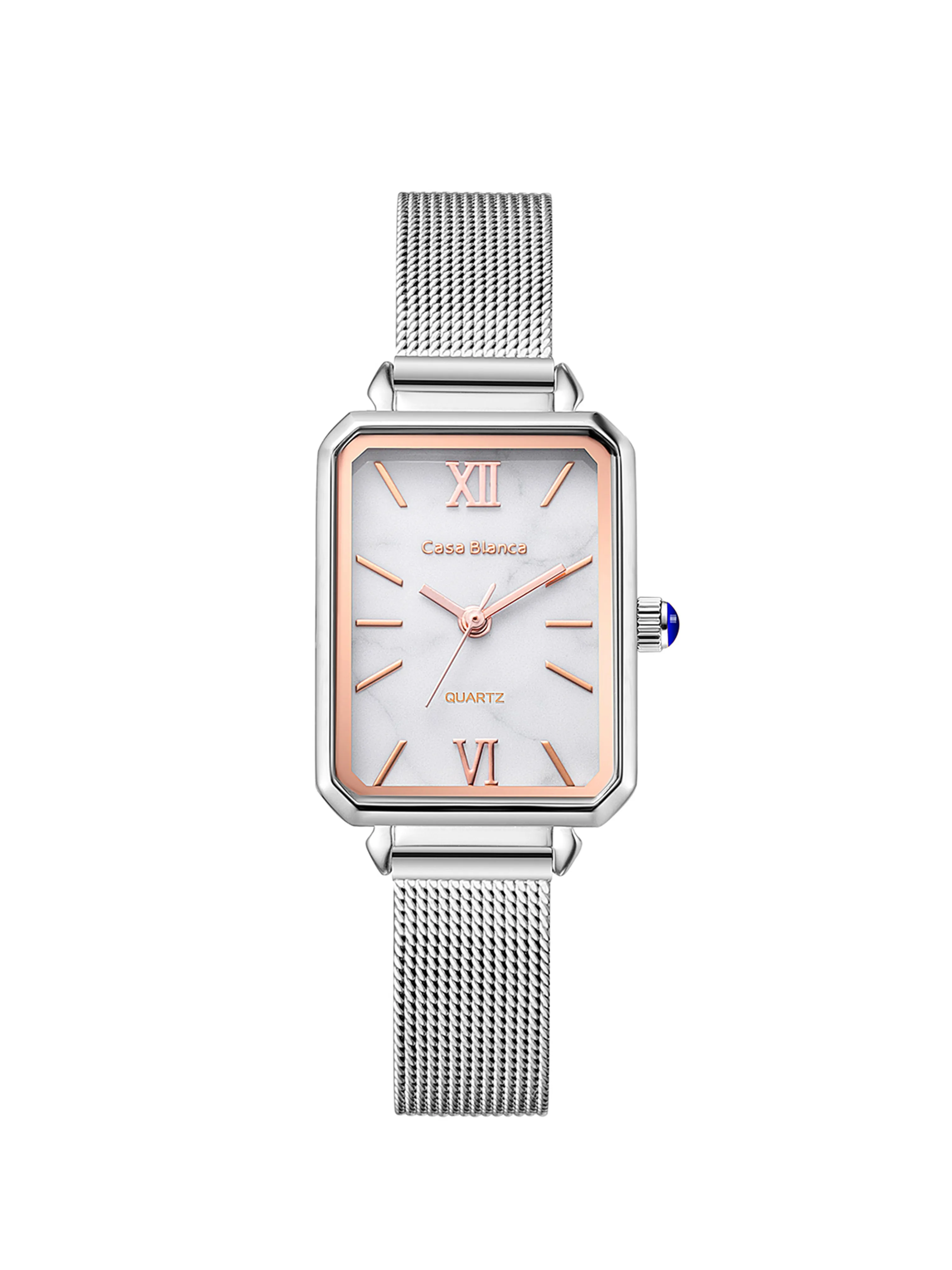 Classic White Watch | Silver Mesh Strap