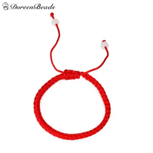 DoreenBeads Polyester Kabbalah Red String Braided Friendship Bracelets 27.5cm(10 7/8") long, 2 PCs