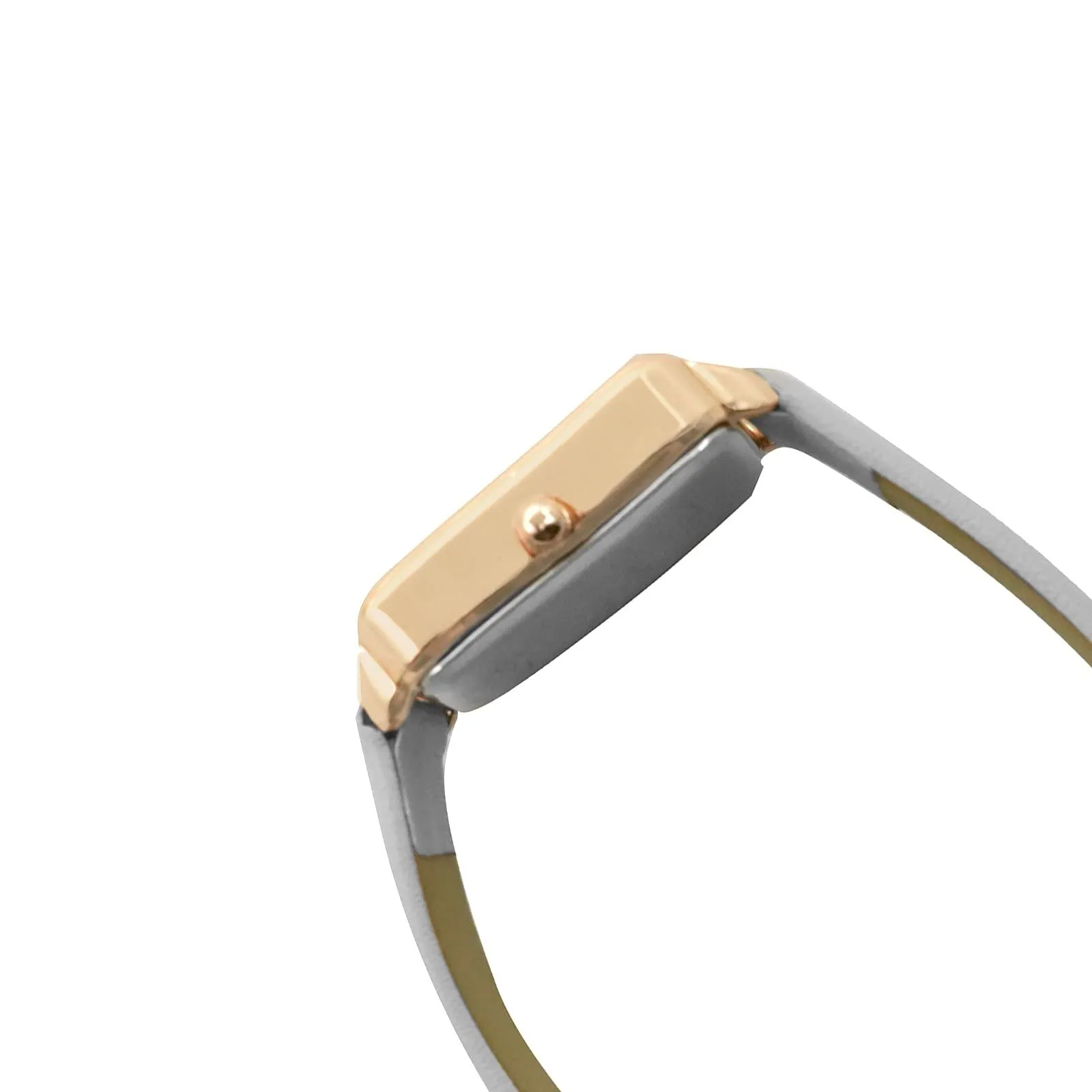 Emily Square Black Dial Grey Strap Watch
