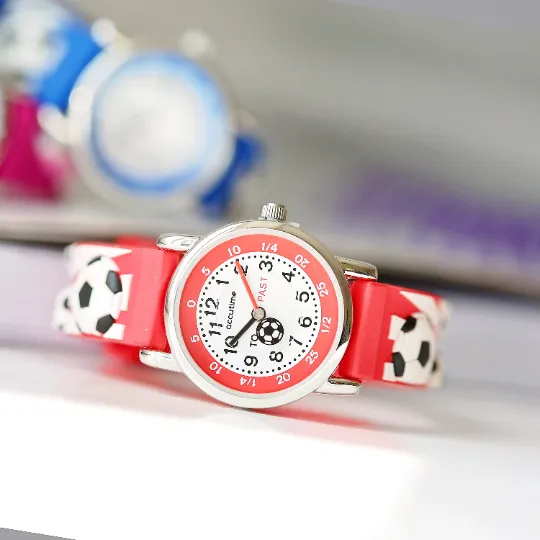 Engraved Kids 3D Football Watch - Red