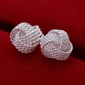 Free Shipping Wholesale summer style silver plated earrings for women Tennis net web stud earing cuff   Fashion jewelry