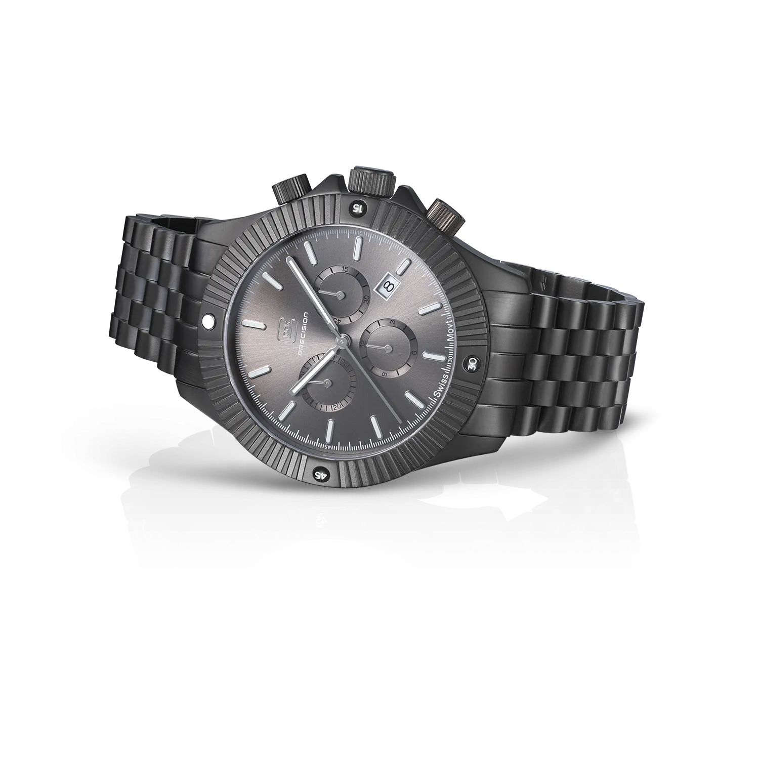 Gents Grey Steel Glock Watch with Grey Dial and Chronodial