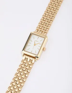 Gold Rectangular Woven Watch