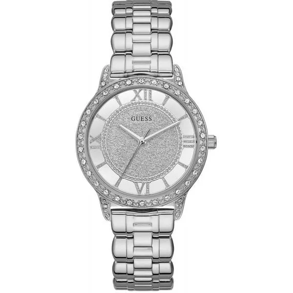 Guess Ethereal Silver Stainless Steel Silver Dial Quartz Watch for Ladies - W1013L1