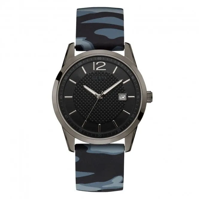 Guess Gents Gunmetal Black Dial Camo Strap Watch W0991G6