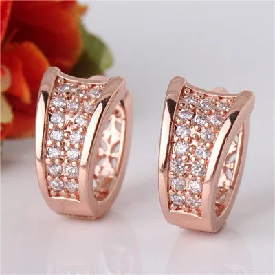 GULICX Fashion Small Crystal Earrings for Women Gold-color Hoop Earings Huggie Cubic Zirconia Wedding Jewelry E103