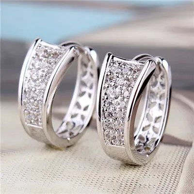 GULICX Fashion Small Crystal Earrings for Women Gold-color Hoop Earings Huggie Cubic Zirconia Wedding Jewelry E103