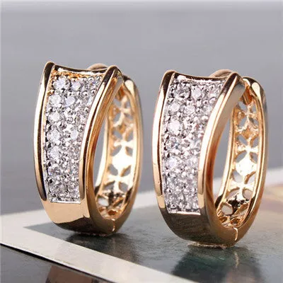 GULICX Fashion Small Crystal Earrings for Women Gold-color Hoop Earings Huggie Cubic Zirconia Wedding Jewelry E103