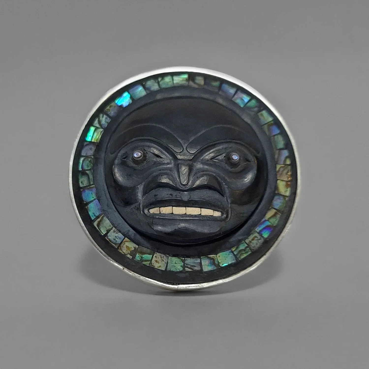 Haida Moon Argillite & Silver Pendant