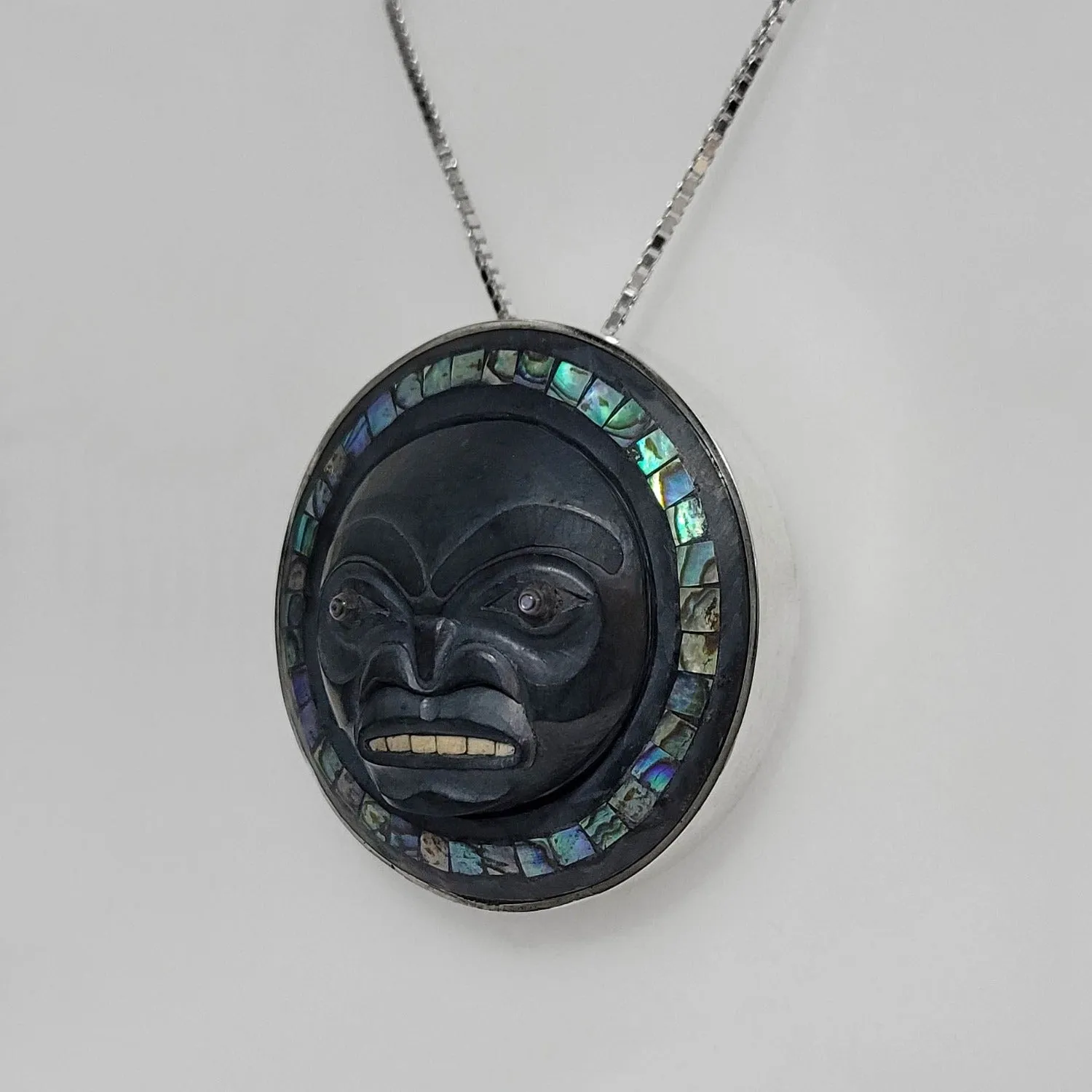 Haida Moon Argillite & Silver Pendant