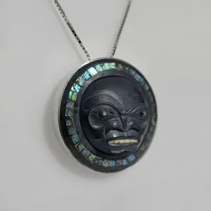 Haida Moon Argillite & Silver Pendant