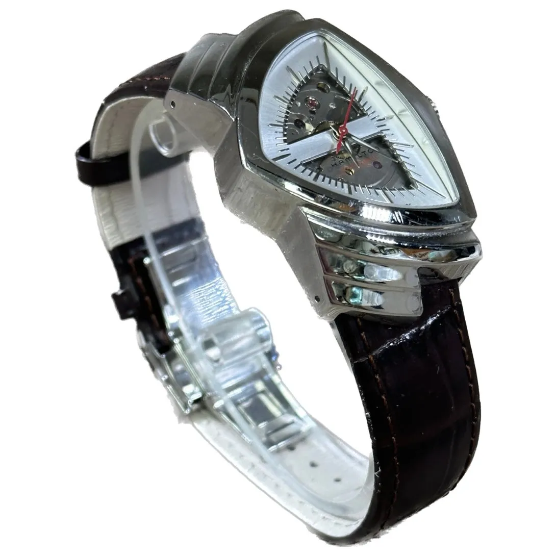 Hamilton American Ventura Automatic Shield Shaped Watch - Brown Leather Strap