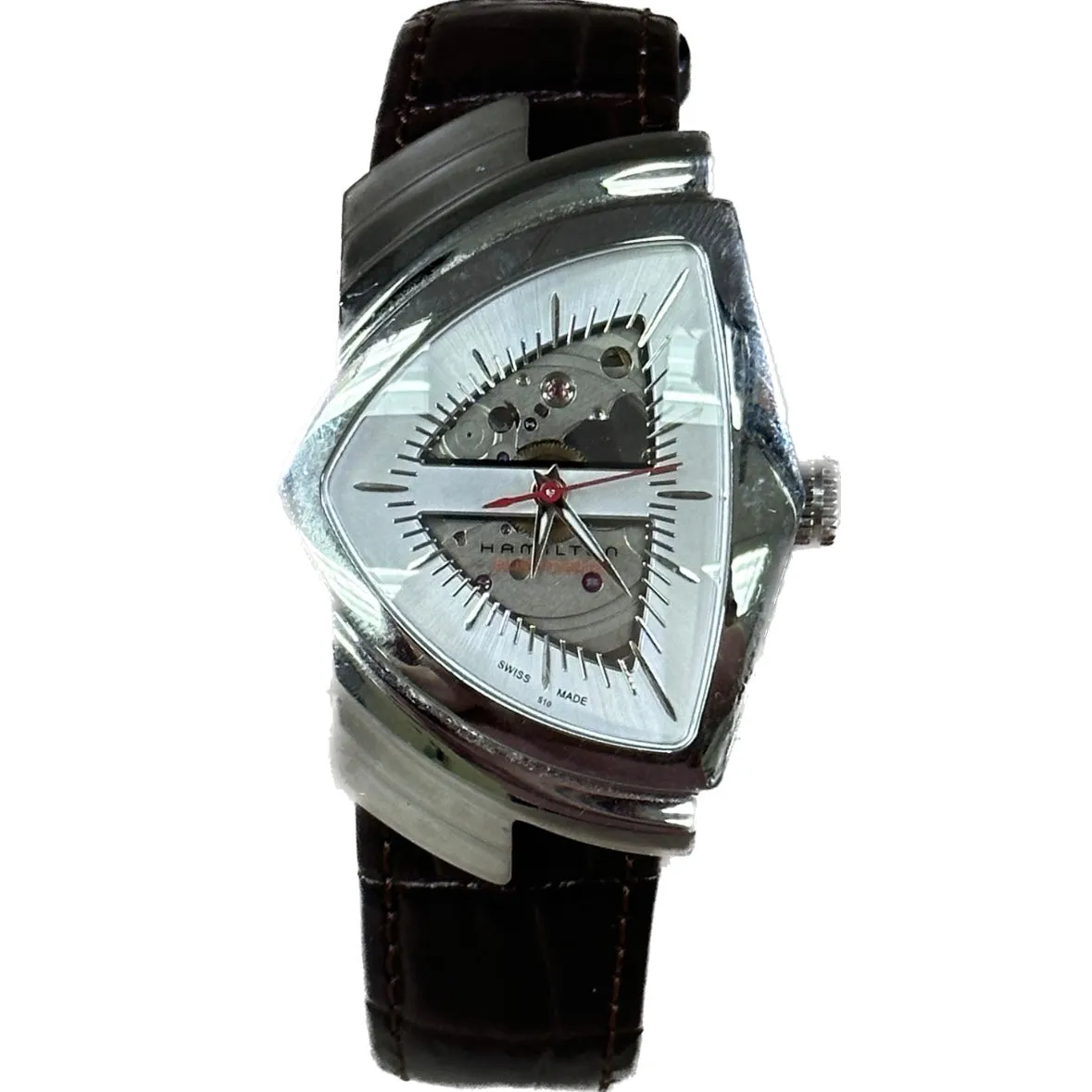 Hamilton American Ventura Automatic Shield Shaped Watch - Brown Leather Strap