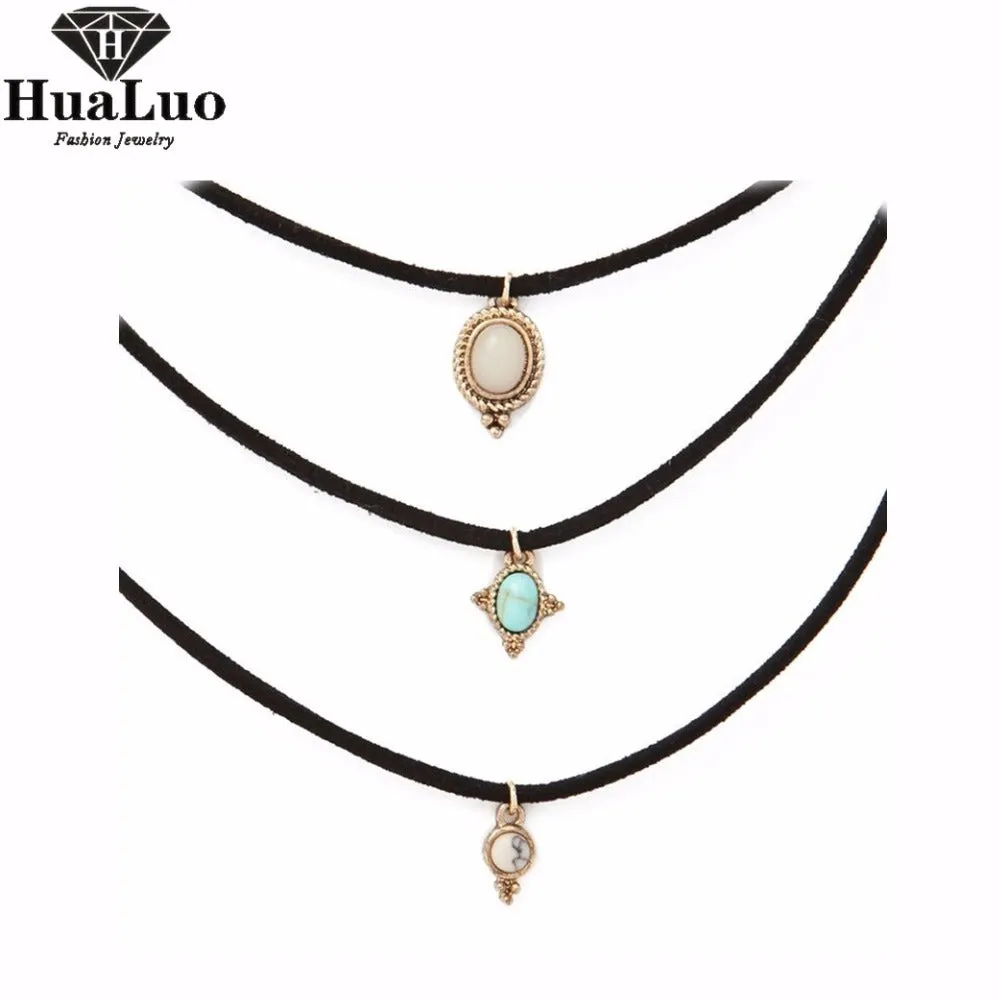 HUALUO 3 Colors All-match Chokers Necklaces Alloy Cute Pendants Necklaces Hot-selling Sets Necklace Wholesale NW3181