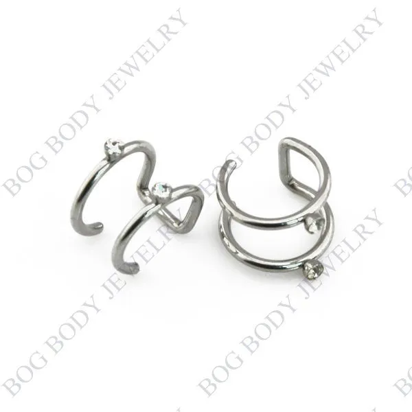 Illusion Captive Bead Rings, Fake Cartilage Clip-On Ring ,Helix Earrings, Non Pierced Clip On Closure Ring Sold as pair